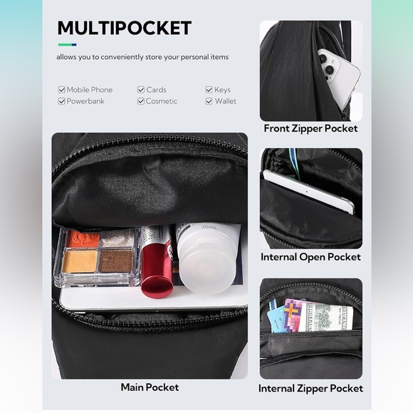 Waterfly Crossbody Sling NWT Black Stickers Included! - Picture 7 of 9